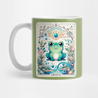 Aquarius Zodiac Cottagecore Frog Tarot Card Birthday Kawaii Mug